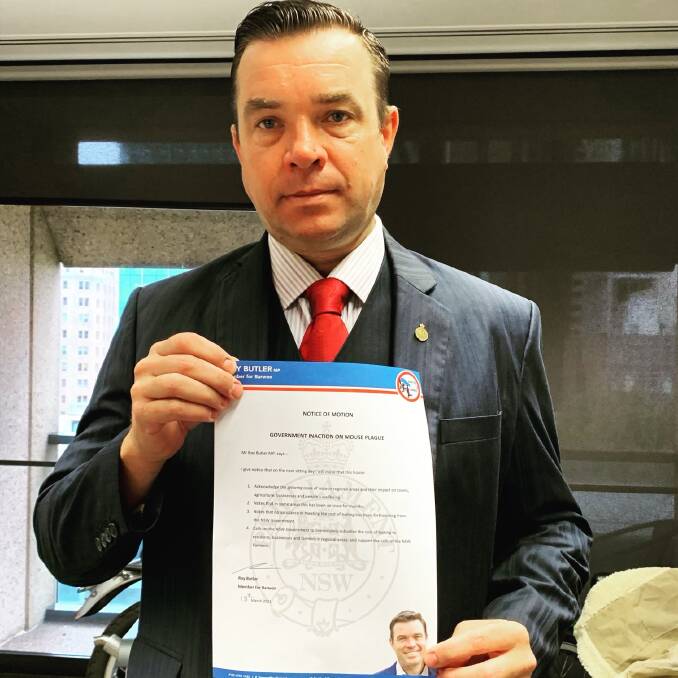 Barwon MP Roy Butler with his notice of motion to the NSW Parliament. Photo contributed.