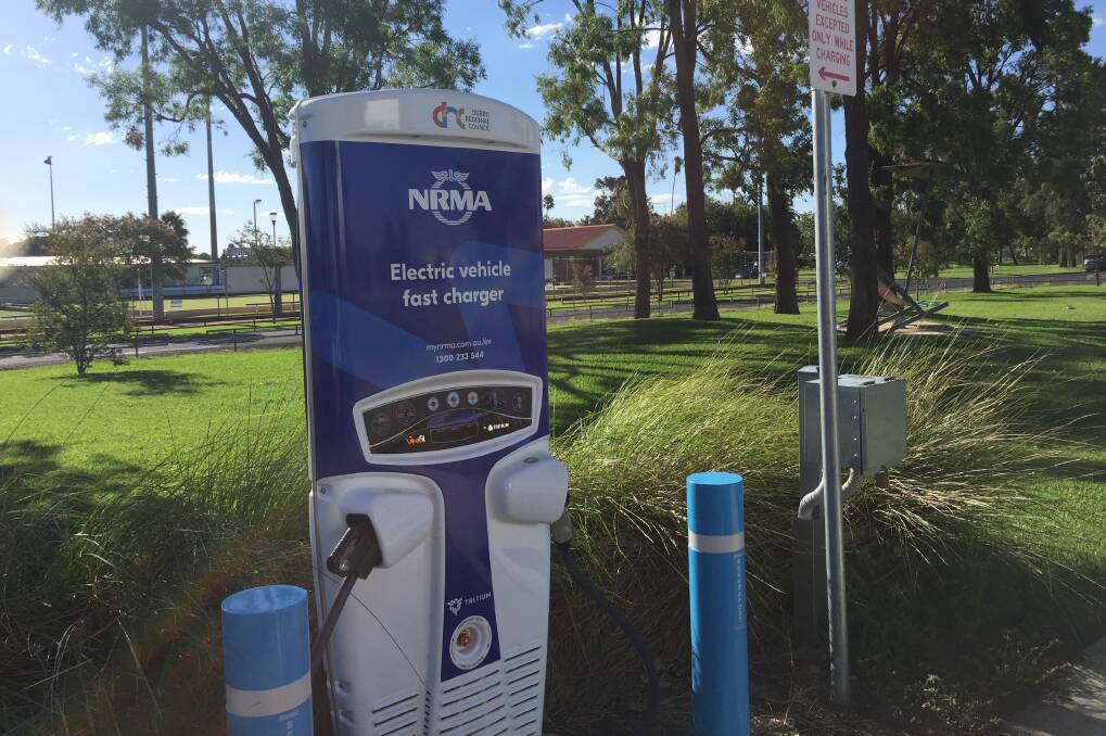 PLUG IN: The NRMA electric vehicle charger ready to go at Dubbo. Photo: FAYE WHEELER