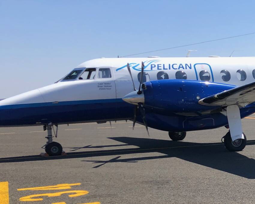 FlyPelican at Cobar as the service was launched last year. Photo contributed.