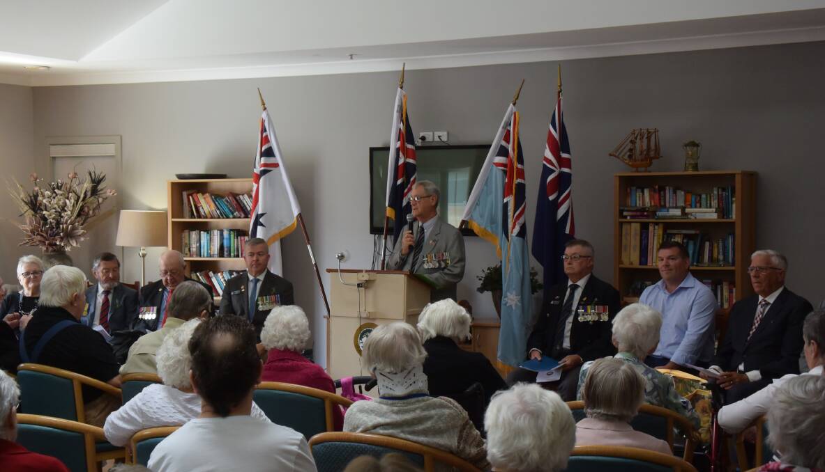 The Anzac Day service at Orana Garden's John Whittle House on Tuesday.