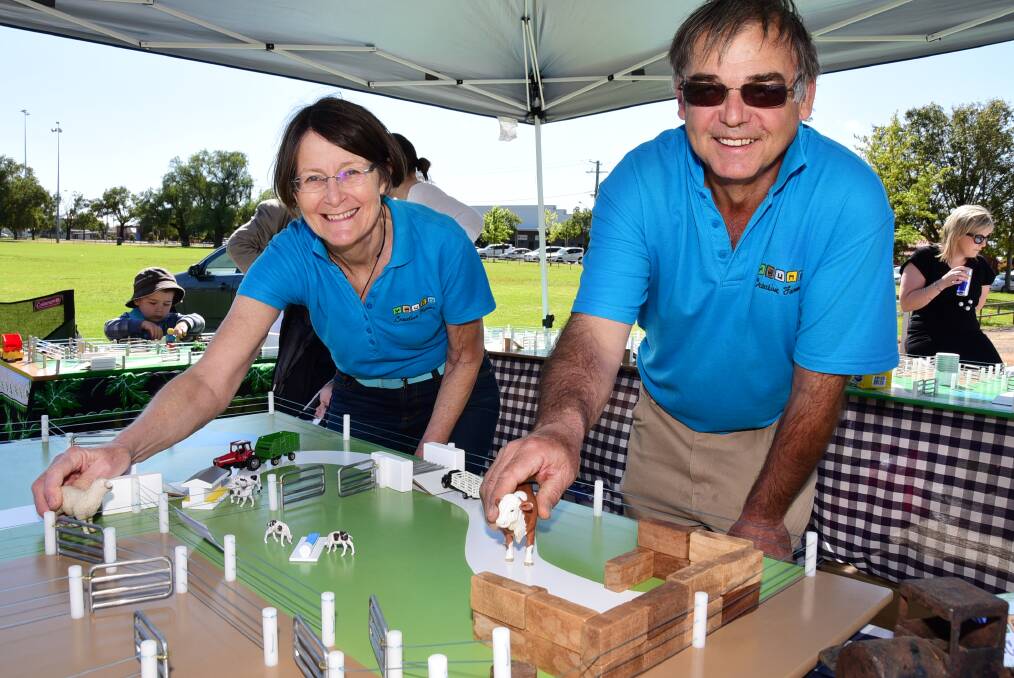 Busy: Ruth and Angus Young of Young Creative Farms with their handmade toys. The pair will have a stall at a pop-up market in Sydney. File photo.