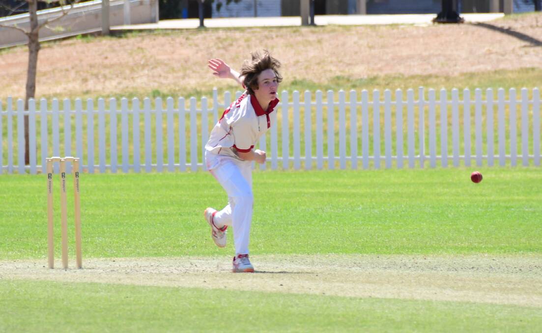 Tough Loss: Jaxon Greenaway bowling for Far West early in the game's second innings. Photo: Amy McIntyre. 