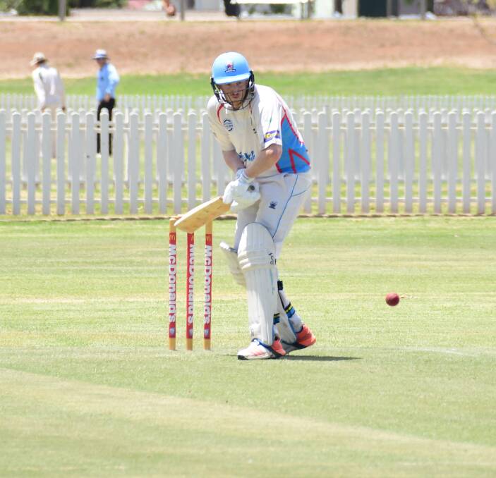 VICTORY: Aidan Bennewith plays a shot during his side's victory over Macquarie Cricket Club. PHOTO: AMY MCINTYRE.