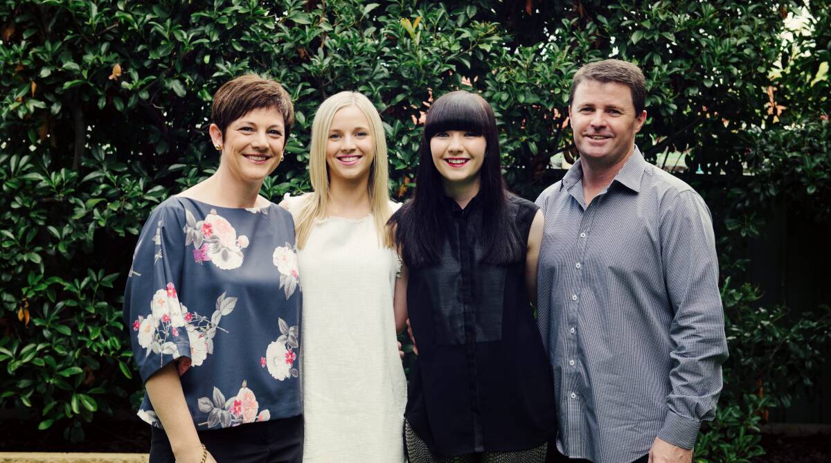 Supported: Portia Gooch, with her Mum Lainie, Dad Matt, and sister, Bella. Photo: Provided. 