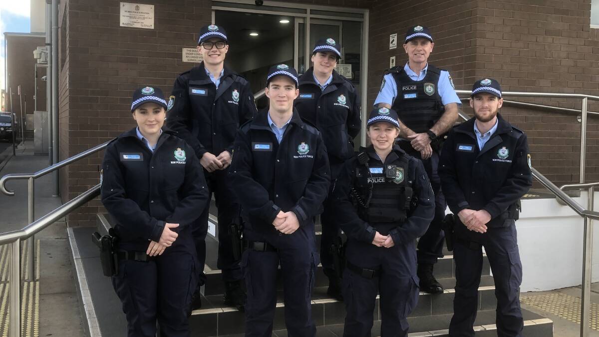 ON THE BEAT: Probationary Constables Katlyn Onslow, Bailey Dowton, Lachlan Harnett, Ruth Hand, Lara Grainger, Brian Nadin and Kieren McGrath. 