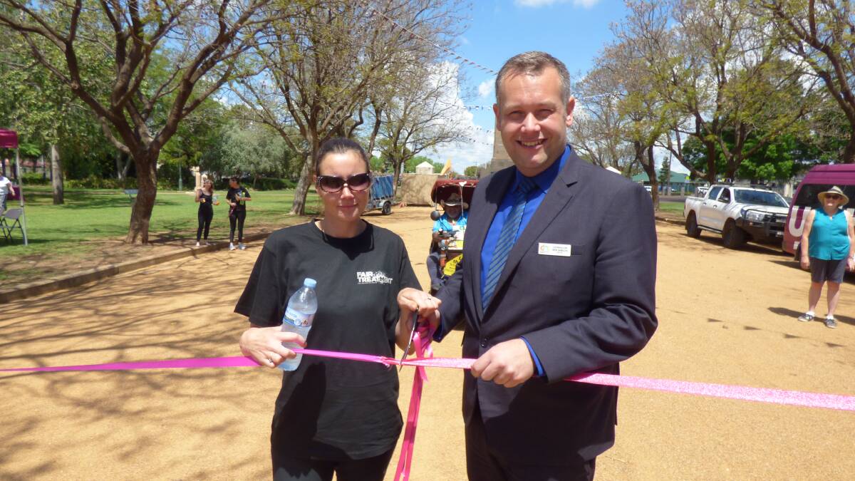 ONE STEP AT A TIME: Shantell Irwin and Dubbo mayor Ben Shields at the launch of the Long Walk to Treatment that helped fight for a rehab centre. Photo: KIM BARTLEY