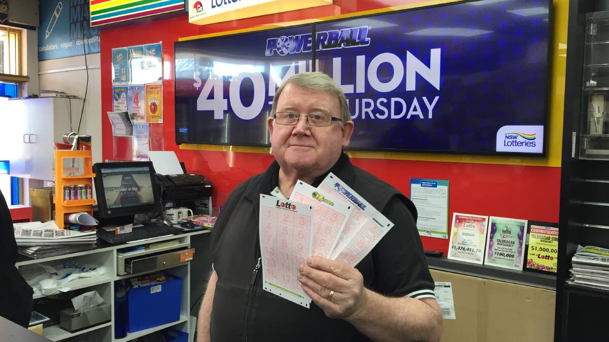 A LOTTO' MONEY: Talbrager Newsagent proprietor Peter Snares said he 'couldn't be happier' for the winner. PHOTO: CRAIG THOMSON.