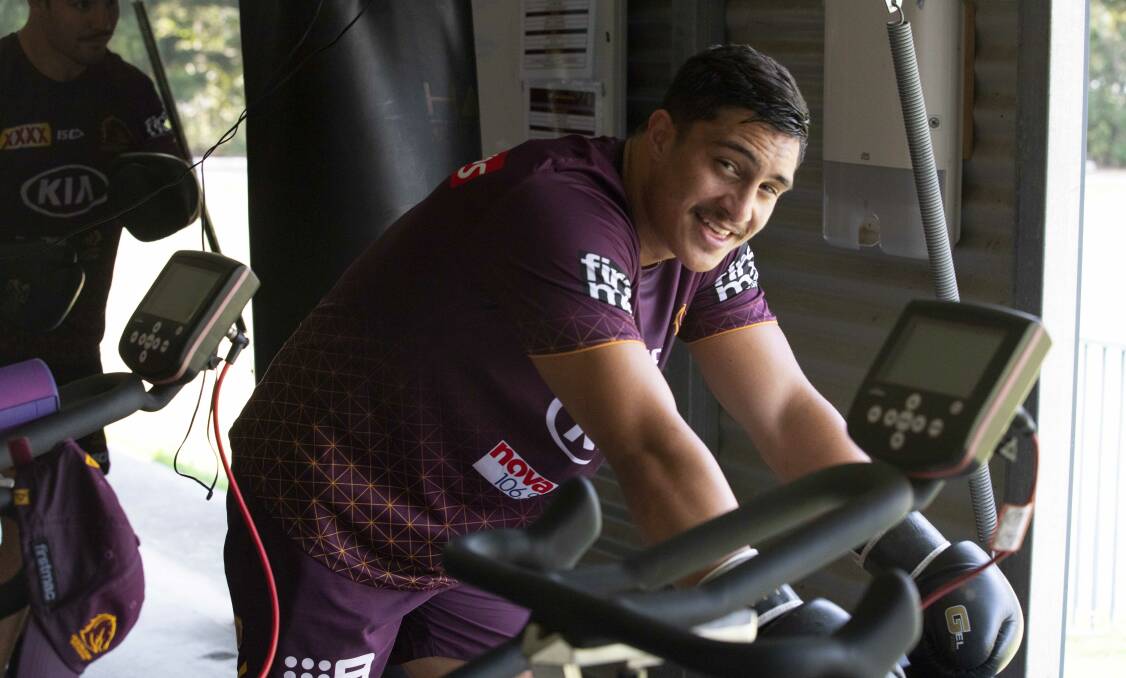 BACK IN ACTION: Staggs during pre-season training. PHOTO: BRISBANE BRONCOS.