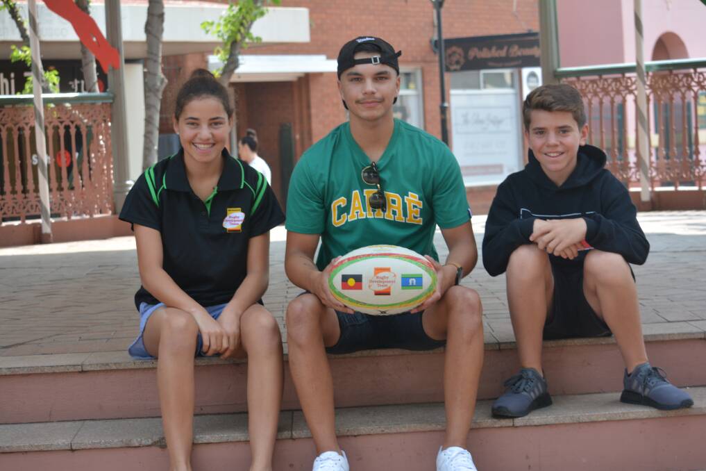READY TO GO: Ella Willey, Kaiden Hill and Jack Willey are all looking forward to the Ella 7's tournament in Dubbo in March. 