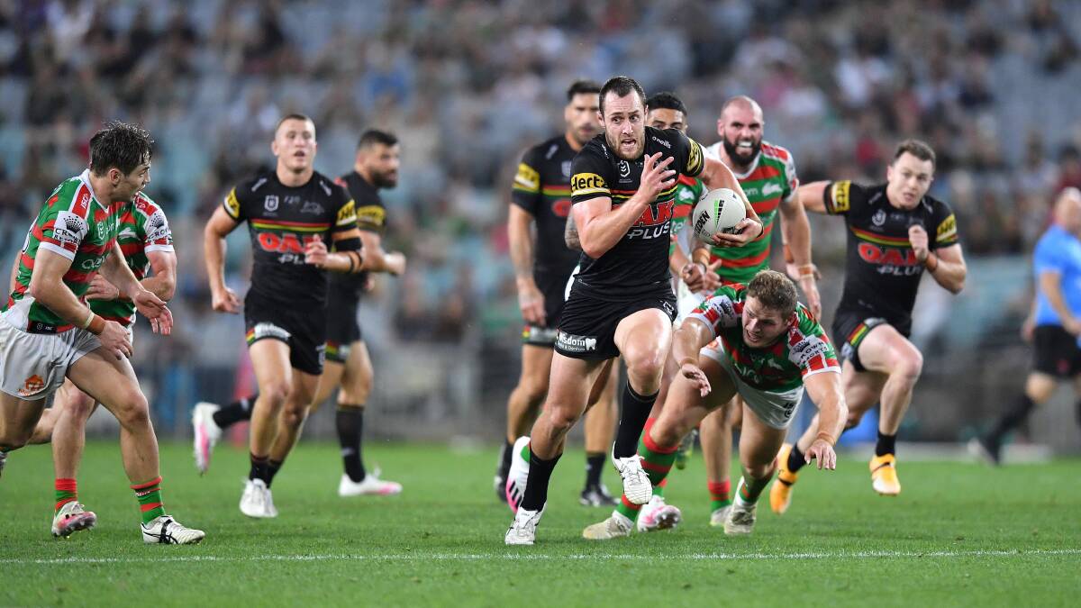 THE MOMENT: Isaah Yeo sets up the most important try of the season for the Penrith Panthers in the preliminary final. PHOTO: NRL.