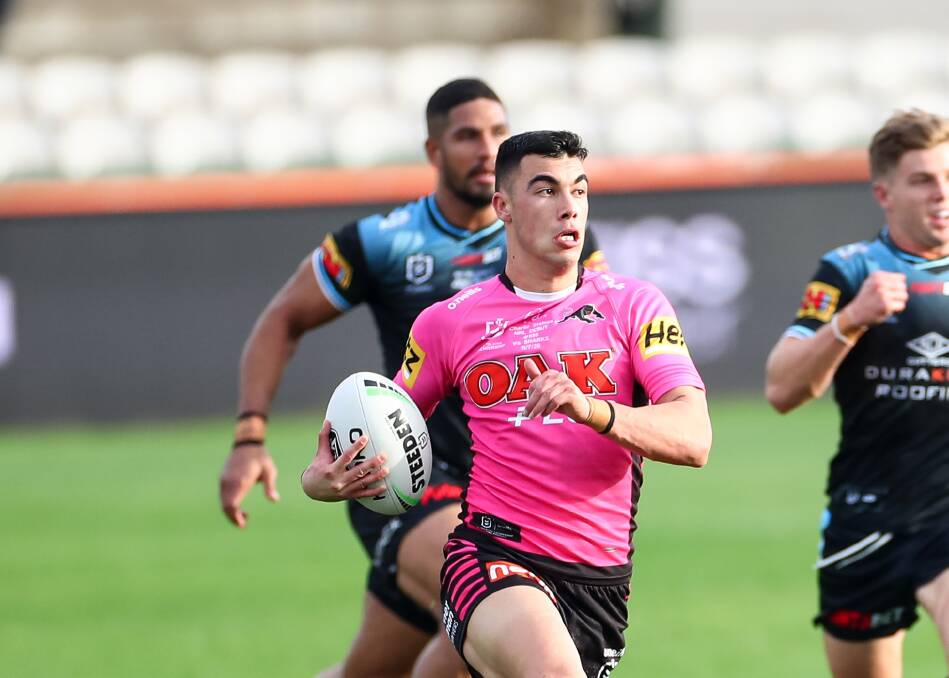 CHARGE ON: Fast moving Forbes product Charlie Staines has already stamped his mark on the Penrith Panthers' line-up. Photo: NRL PHOTOS.