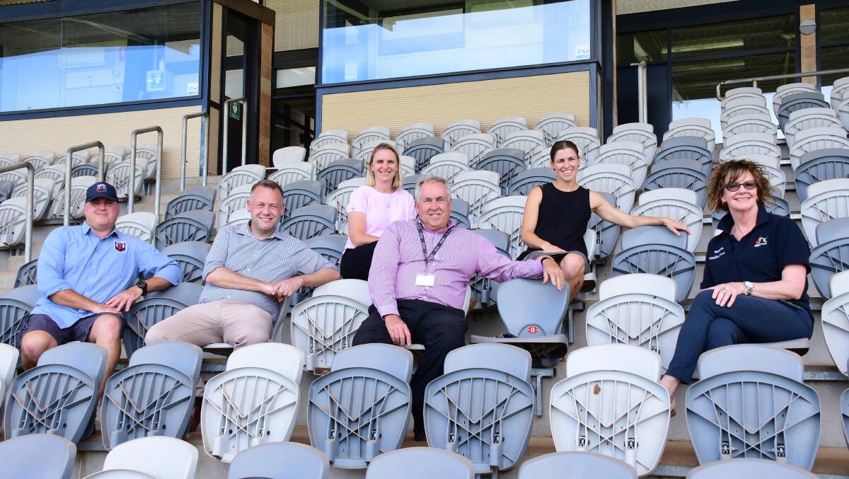 READY TO HOST: Junior Rugby Club president Jason Blake, Mayor Ben Shields and Dubbo Regional Council's Kim Hague, Michael McMahon, Tracey Whillock and Lana Willetts. Photo: Amy McIntyre.