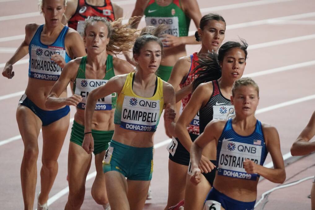 TAKING ON THE WORLD: Paige Campbell in action at the International Athletics Championships in Doha, Qatar late last year. PHOTO: ATHLETICS AUSTRALIA.