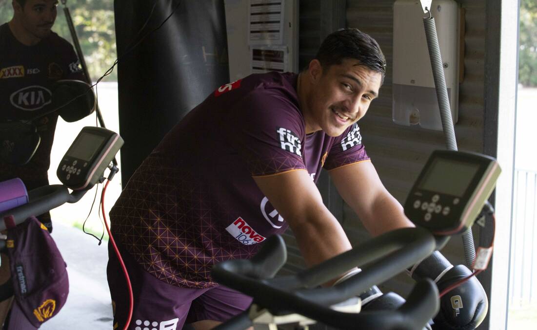 STAYING POSITIVE: Kotoni Staggs may not be as active as he would have liked, but he's staying upbeat. PHOTO: BRISBANE BRONCOS.