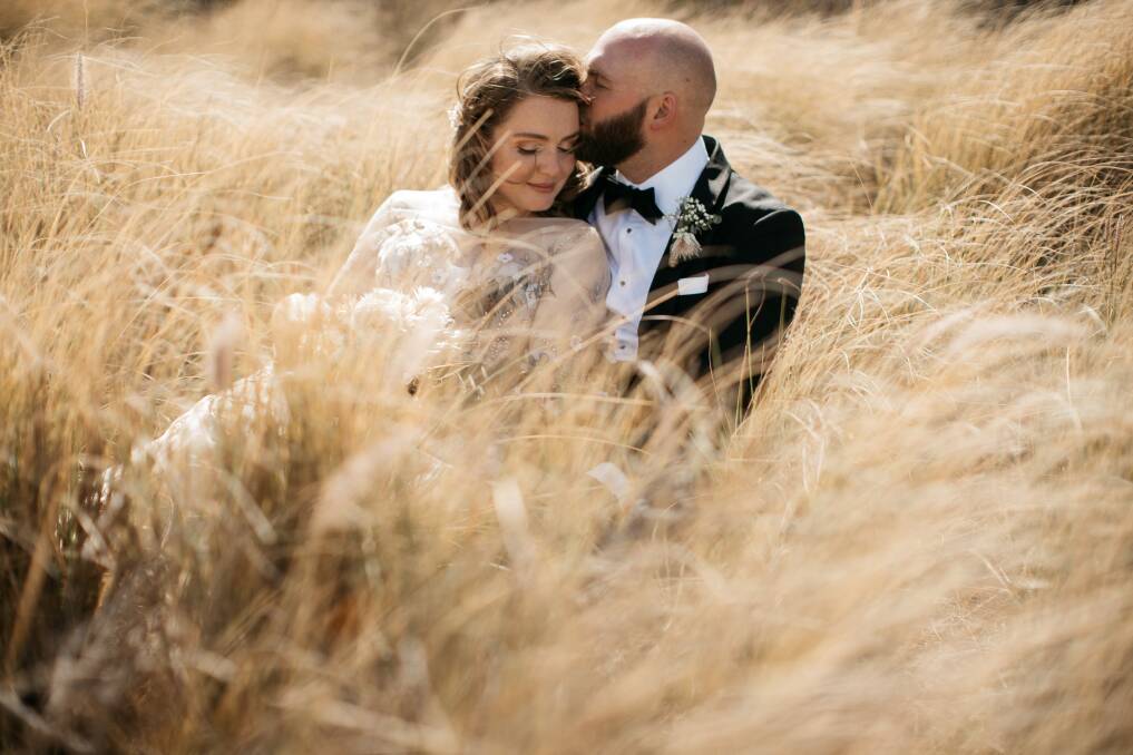 Bowen with wife Christina Mullany on their wedding day. Picture: Two Creeks Photography