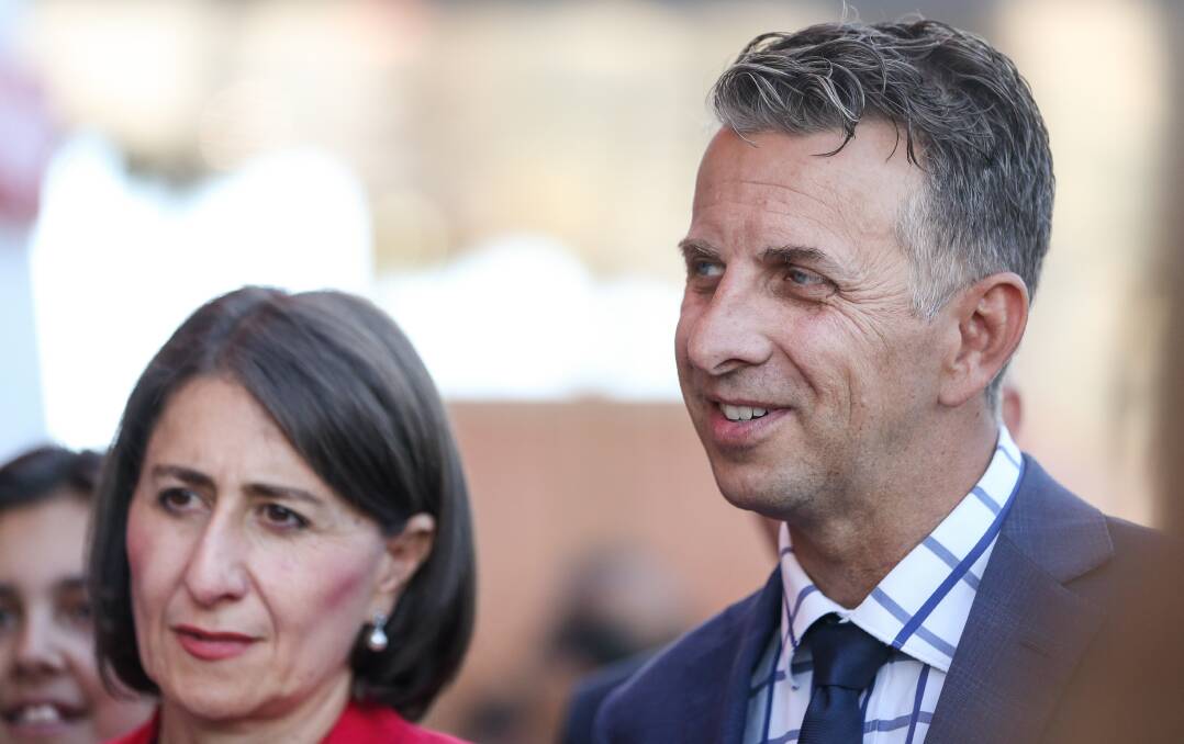 Outgoing member for Bega Andrew Constance and former NSW premier Gladys Berejiklian. Picture: Marina Neil