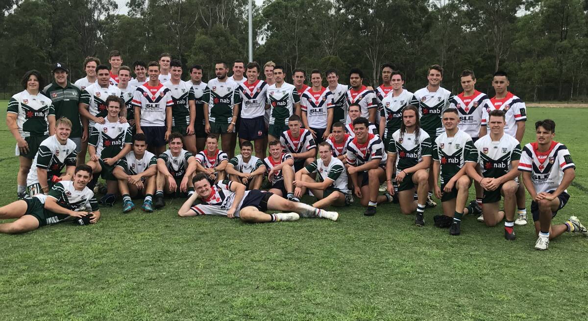 The Western Rams 18s with their Central Coast rivals after Sunday's trial. Photo: WESTERN RAMS