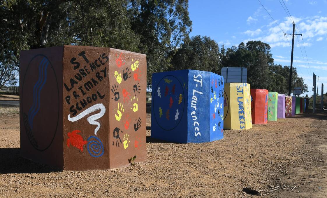 BEAUTIFUL: The bollards painted by students from Dubbo Christian School, Dubbo North Public and St Laurence's Primary. Photos: JENNIFER HOAR