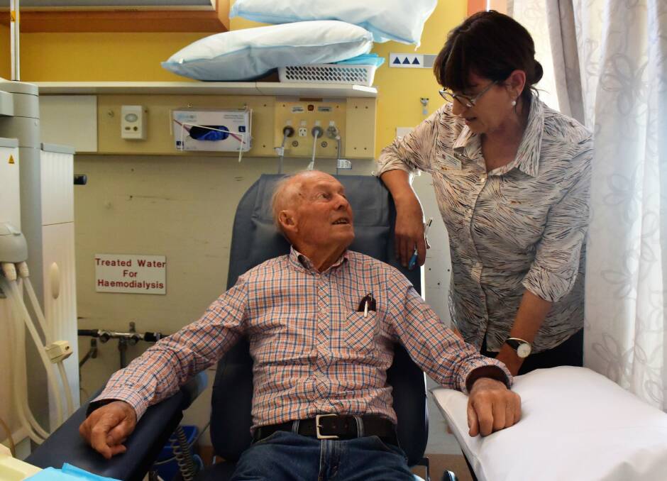 Trevor McAllister and Gail O'Brien in the current dialysis unit. The new and improved unit is set to be completed before the year is out. Photo: JENNIFER HOAR