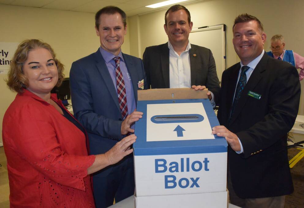 Lara Quealy, Mathew Dickerson, Stephen Lawrence and Dugald Saunders at Thursday's ballot draw. Photo: ORLANDER RUMING