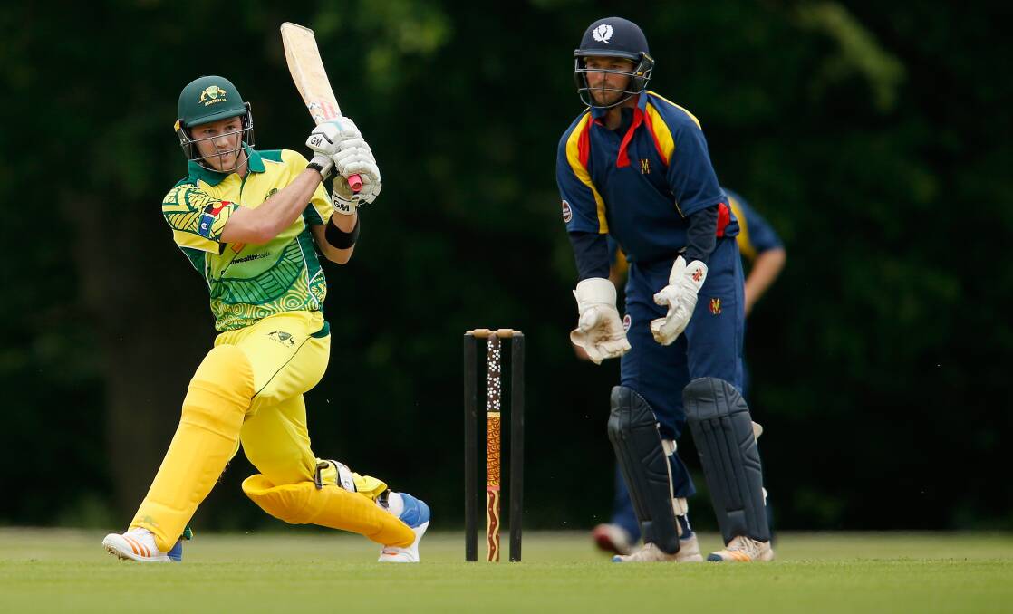 Ben Patterson in action for the Aboriginal XI in last year's tour of England. Photo: CRICKET AUSTRALIA
