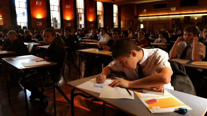 A student prepares for a NAPLAN test. The online writing test could be marked by an Automated Essay Scoring (AES) system from next year.