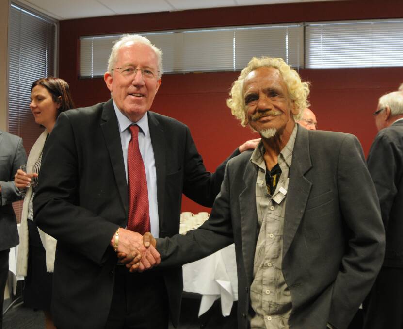 Michael Kneipp with 'Riverbank' Frank at Monday's swearing in ceremony. Photo: JENNIFER HOAR