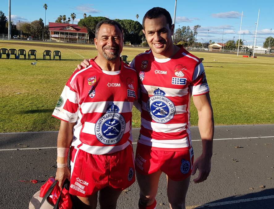 FATHER AND SON: Wes Middleton credits Willie for the coach, player and man he is today. Setting up a try for the senior Middleton was the least he could do. Photo: JENNIFER HOAR