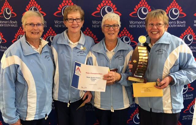 Dubbo City Bowling Club's senior fours team: Merrill O’Sullivan, Trish Gosper, Kay McKenzie and Judy O’Connor. Photo: CONTRIBUTED
