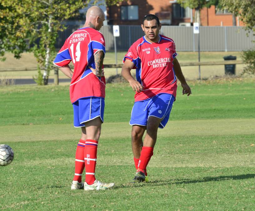 'BIG BLOKES': Duncan Ferguson (right) and Angus Cusack will be key figures for Orana Spurs when they take on ladder leaders Macquarie on Sunday afternoon. Photo: FILE