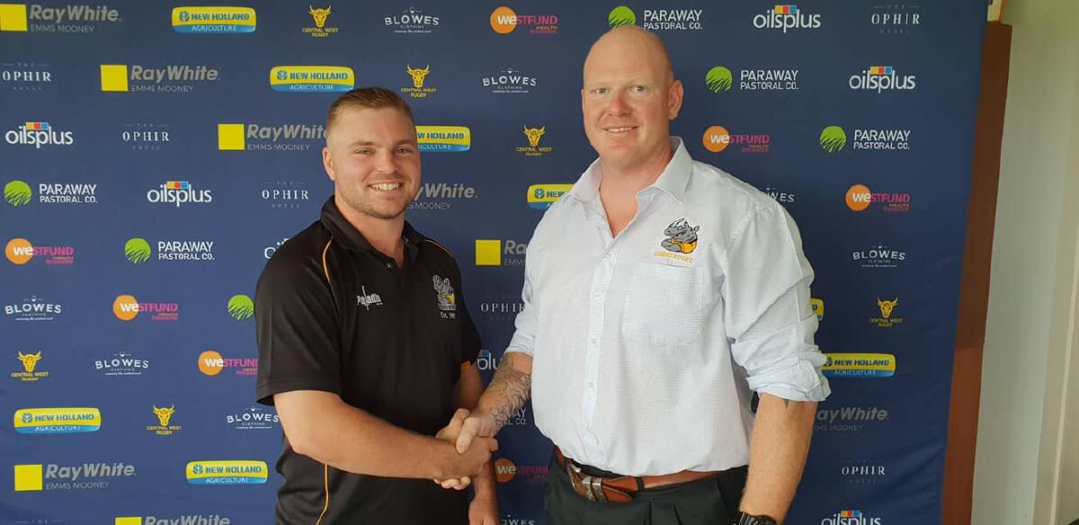 MOVING IN A POSITIVE DIRECTION: Captain Matt Neill and coach Mark Reijnen at the Central West Rugby launch in Bathurst last month. Photo: DUBBO RHINOS FACEBOOK