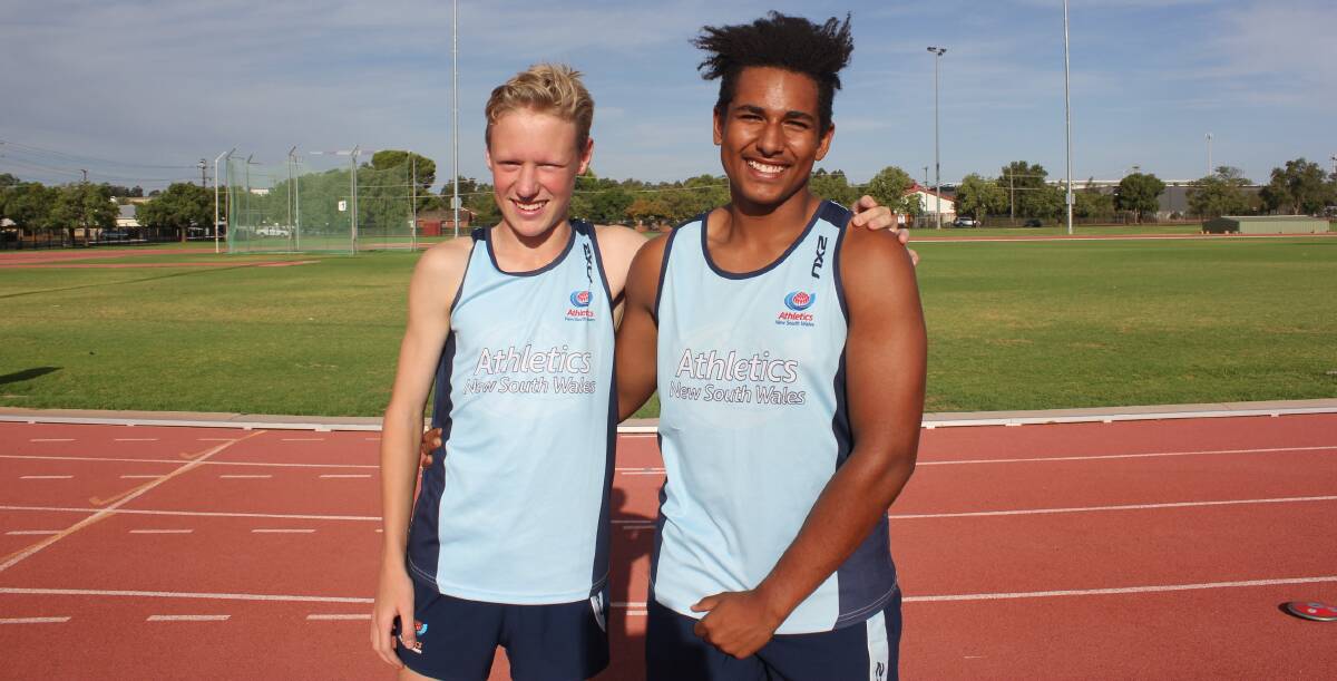 BEST MATES: Lochie Townsend and Nosa Obaseki will compete at the Athletics Australia Junior Championships from April 1-8. Photo: JENNIFER HOAR