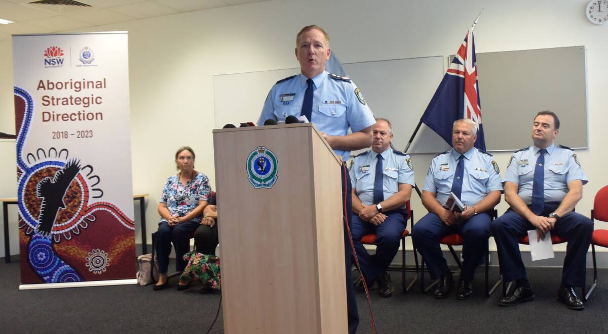 ACTION PLAN: NSW Police Commissioner Mick Fuller launches the Aboriginal Strategic Direction 2018-2023 at Dubbo Police Station on Friday. Photo: JENNIFER HOAR