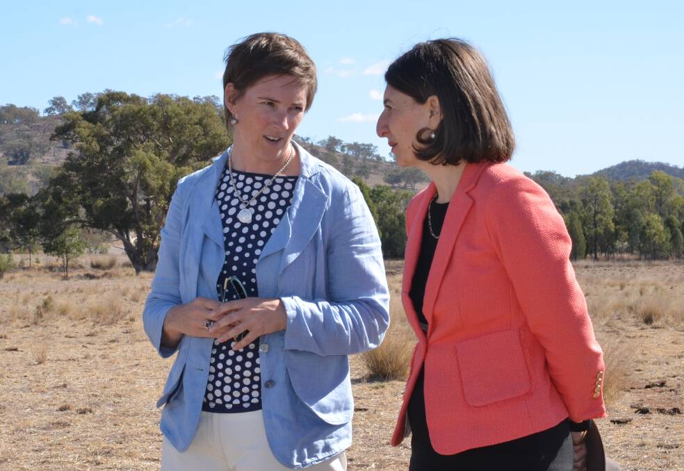 Geurie's Pip Job with NSW Premier Gladys Berejiklian at a property south of Dubbo earlier this year. Photo: JENNIFER HOAR
