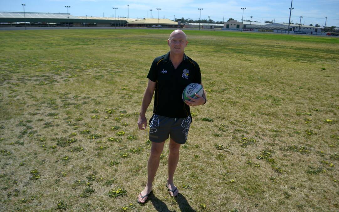 UNIQUE: Dubbo Rhinos president Ian Burns at the Dubbo Showground, which will be under one foot of sand by October 27. Photo: JENNIFER HOAR