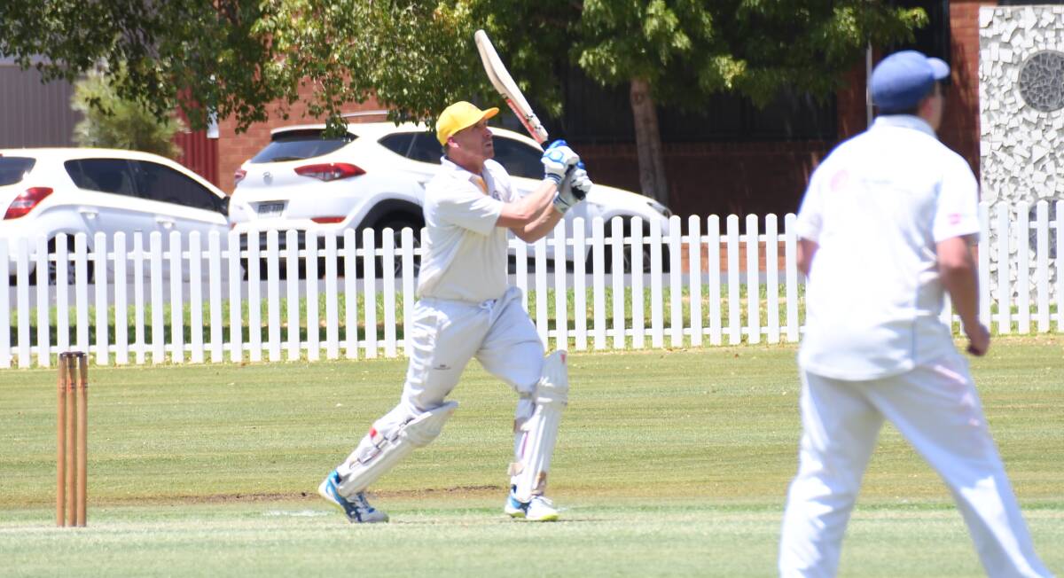 SIX: Adam Wells hit nine boundaries for his 61-run stand at Victoria Park No 3 Oval on Saturday.