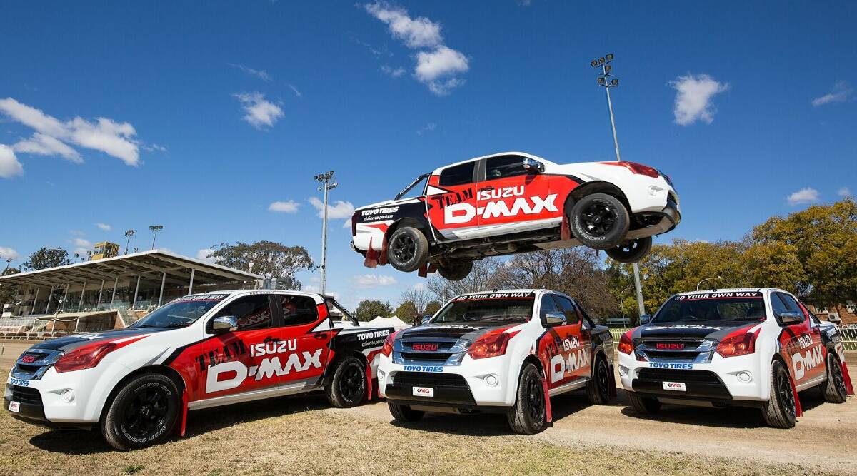 Leap of faith: The Isuzu Team D-MAX, Australia's longest running and most famous precision driving team, will be on hand to display their amazing skills. Photo: Supplied.