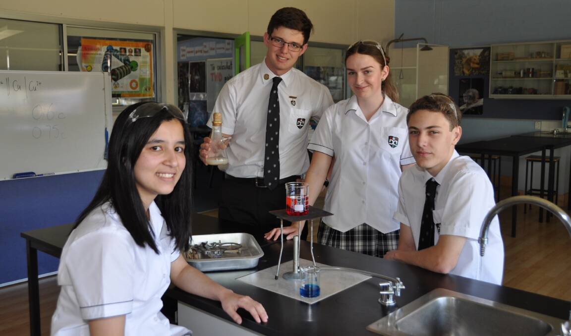 Science Skills: Year 12 students Swazi Sharma, Robin Hall, Lauren Cook and Joshua Hicks were awarded places at the National Youth Science Forum. Photo: Supplied.