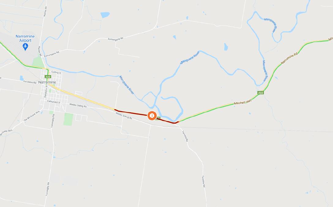 The location of the the crash near Narromine. Image: Live Traffic.