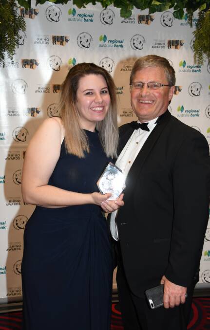 Power of the People: David Duffy with Talissa Meyer, Manager of Church Street Cafe, who won the People's Choice Award for Hospitality. Photo: File.