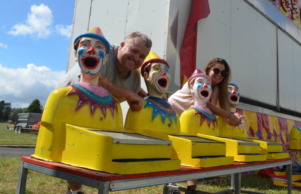 The Fun Fair's owner-operators Ted Foster and Jade Evans at Orange Showgrounds on Tuesday. PHOTO: ALANA CALVERT