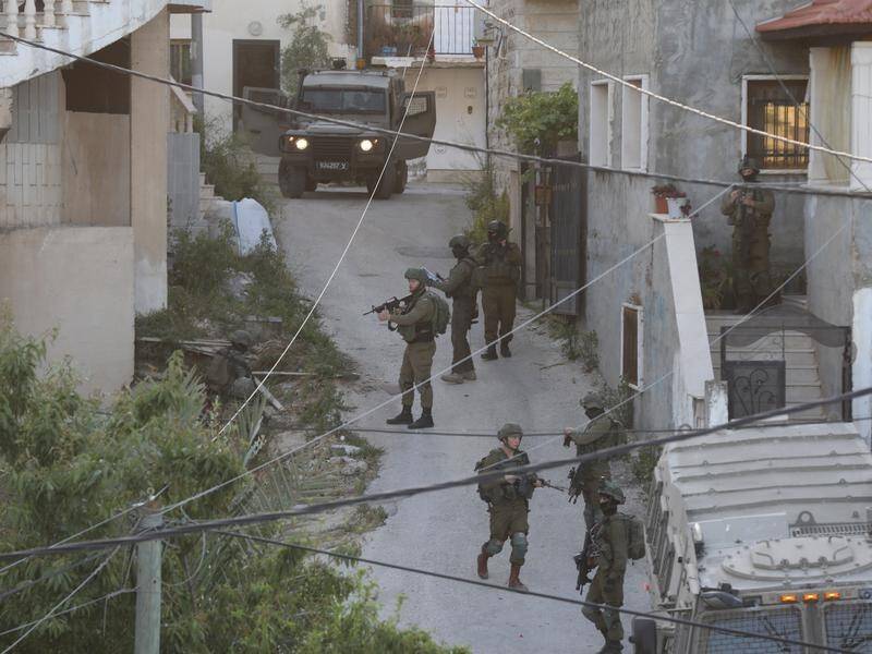 Israeli security forces near Jenin city where an Al Jazeera journalist was shot and killed.