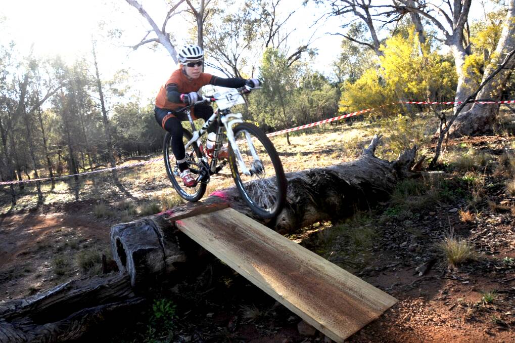 Simone Grounds, who combined with Josiah Hoyle in the Mixed Pairs, pictured in action during the Dubbo leg of the Evocities MTB series. 	Photo: JOSH HEARD