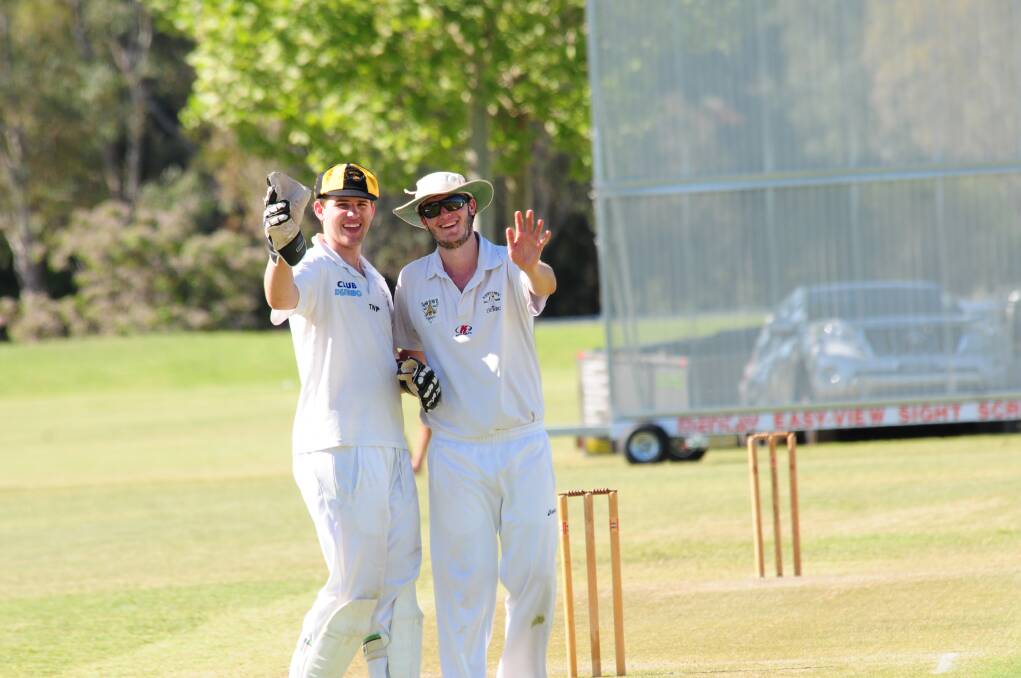 Newtown co-captains Dan French (left) and Mat Skinner will be all smiles when their match against Souths resumes today after making over 400 runs last week.												  Photo: Kathryn O'Sullivan