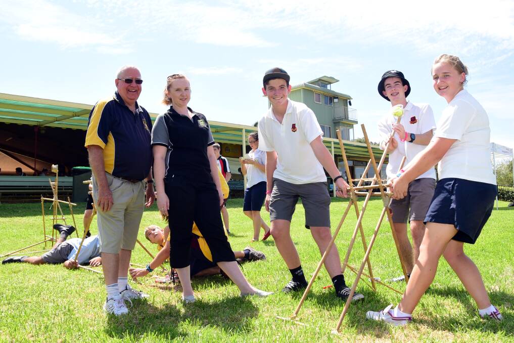 Organisers Geoff Smith (Rotary) and Carly Donohue (University of Newcastle), with Mudgee High School students Adam O'Connell, Daniel Reinhard and Josie Ajer McConnell. 										Photo: BELINDA SOOLE