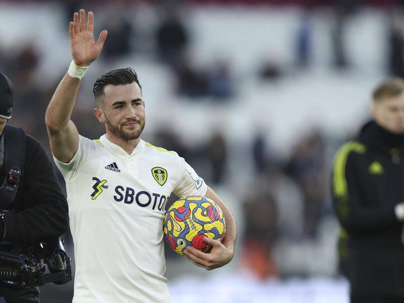 Leeds United's Jack Harrison with the match ball after his hat-trick sank West Ham.