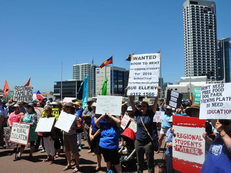 Hundreds have marched on WA's Parliament House to protest the closure of Moora Residential College.