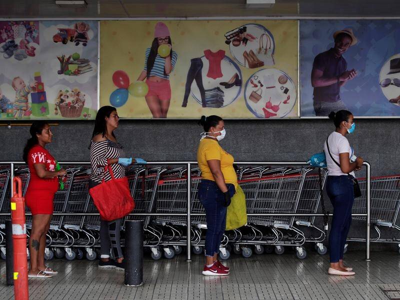 Only women were lining up at a supermarket in Panama after a gender-based curfew came into force.