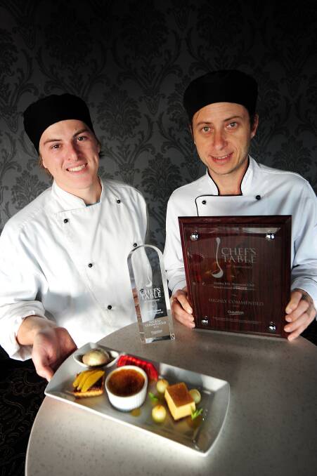 Scott Gonsalves third-year apprentice and Robert Leonard executive chef at the Dubbo RSL Memorial Club. 
Photo: BELINDA SOOLE