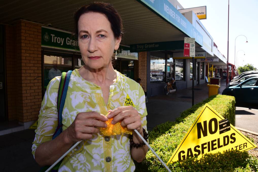 Gasfield Free Dubbo convenor Sally Forsstrom is urging people to join the community protest against coal seam gas mining. She regularly participates in the Knitting Nannas Against Gas protest group. 													       Photo: BELINDA SOOLE